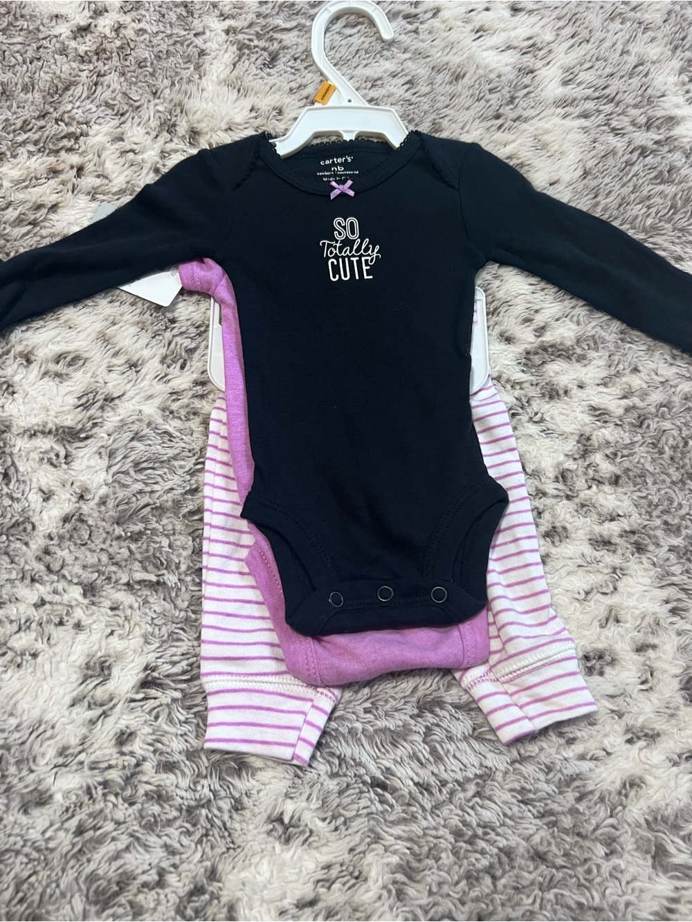 Carter's Black and Purple Baby One-Piece Bodysuit Set